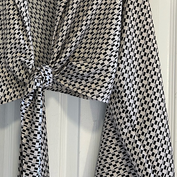 Dynamite Checkered Top with Tie - Picture 5 of 10